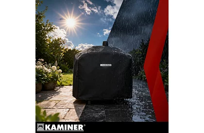 Grill ogrodowy z żeliwnym rusztem, pokrywą - na węgiel drzewny