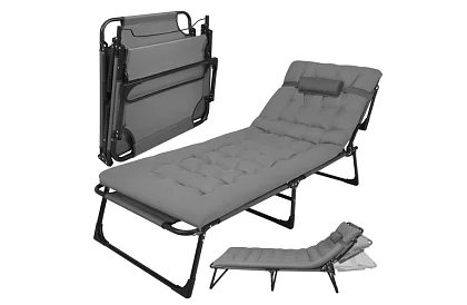 Składane leżaki ogrodowe 192 × 68 × 28 cm – Szare