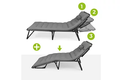 Składane leżaki ogrodowe 192 × 68 × 28 cm – Szare