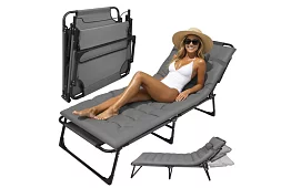 Składane leżaki ogrodowe 192 × 68 × 28 cm – Szare