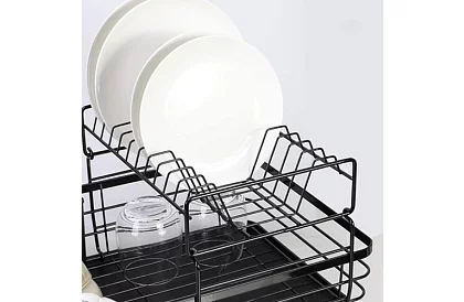 Odkapávač na naczynia – dwupoziomowy, czarny