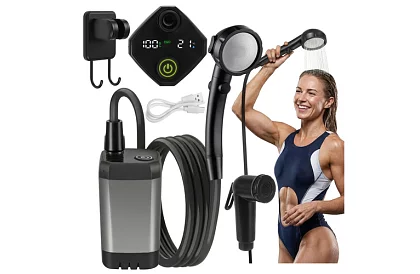 Przenośna prysznic kempingowy z LCD i pompą 6000 mAh – ładowalna