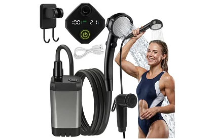 Przenośna prysznic kempingowy z LCD i pompą 6000 mAh – ładowalna