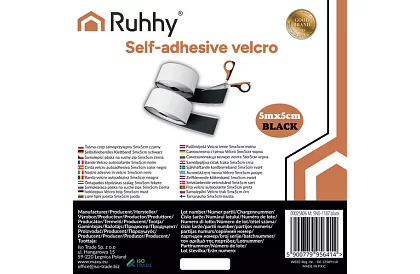 Samoprzylepny rzep 5 x 500 cm – czarny