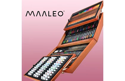 Zestaw artystyczny do malowania w drewnianym etui – 177 sztuk