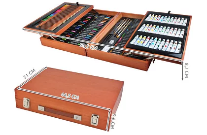 Zestaw artystyczny do malowania w drewnianym etui – 177 sztuk