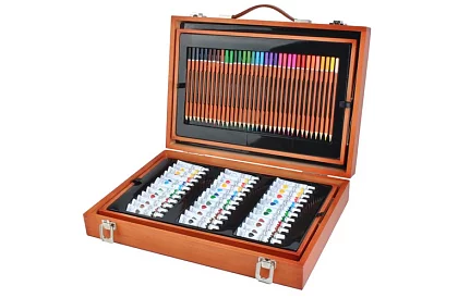 Zestaw artystyczny do malowania w drewnianym etui – 177 sztuk