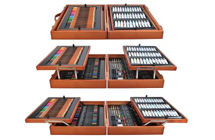 Zestaw artystyczny do malowania w drewnianym etui – 177 sztuk