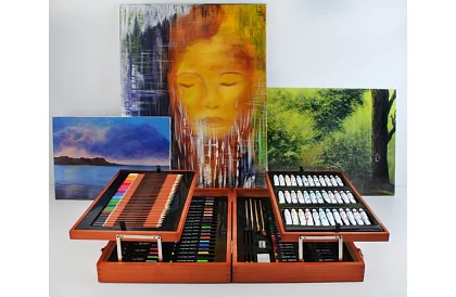 Zestaw artystyczny do malowania w drewnianym etui – 177 sztuk