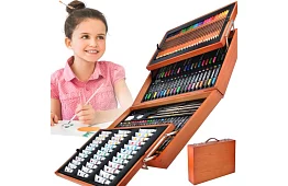 Zestaw artystyczny do malowania w drewnianym etui – 177 sztuk