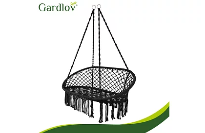 Zewnętrzna dwuosobowa czarna huśtawka Stork's Nest + poduszki