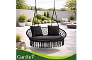 Zewnętrzna dwuosobowa czarna huśtawka Stork's Nest + poduszki