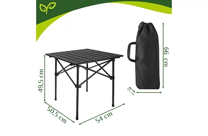 Składany czarny stół ogrodowy – stół na balkon, taras
