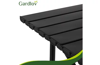 Składany czarny stół ogrodowy – stół na balkon, taras