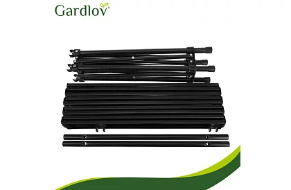 Składany czarny stół ogrodowy – stół na balkon, taras