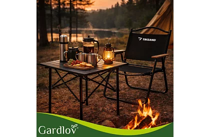 Składany czarny stół ogrodowy – stół na balkon, taras