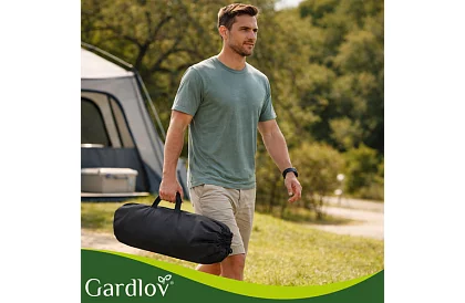 Składany czarny stół ogrodowy – stół na balkon, taras