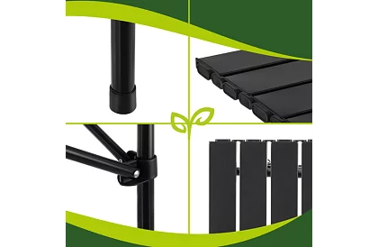 Składany czarny stół ogrodowy – stół na balkon, taras