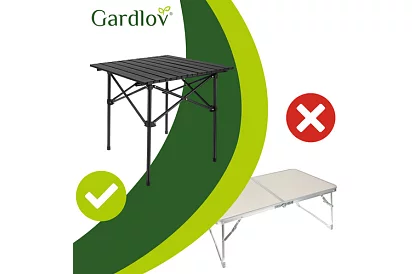 Składany czarny stół ogrodowy – stół na balkon, taras