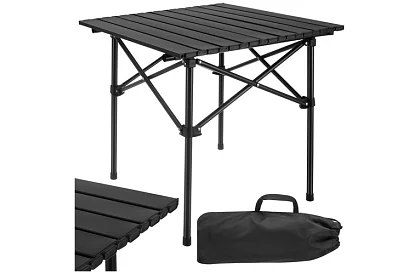 Składany czarny stół ogrodowy – stół na balkon, taras