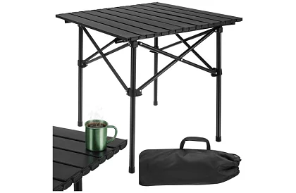 Składany czarny stół ogrodowy – stół na balkon, taras