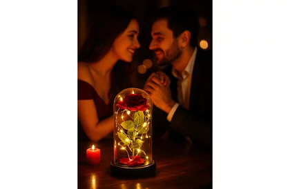 Wieczna róża w szkle z oświetleniem LED