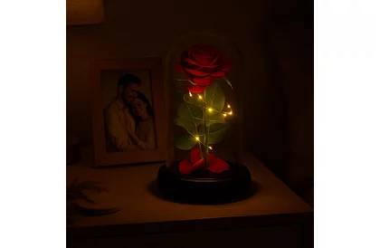 Wieczna róża w szkle z oświetleniem LED