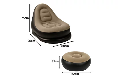 Fotel dmuchany z podnóżkiem - nośność 120 kg