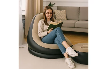 Fotel dmuchany z podnóżkiem - nośność 120 kg