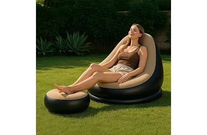 Fotel dmuchany z podnóżkiem - nośność 120 kg