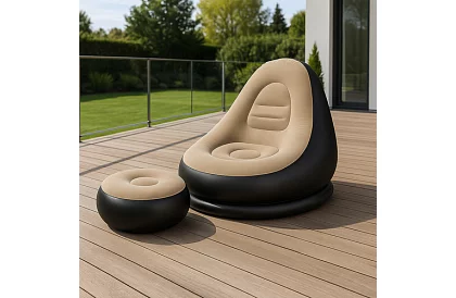 Fotel dmuchany z podnóżkiem - nośność 120 kg