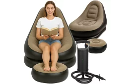 Fotel dmuchany z podnóżkiem - nośność 120 kg