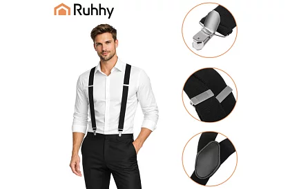 Męskie elastyczne szelki – czarne szelki o szerokości 3,5 cm