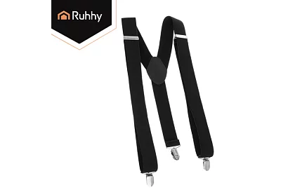 Męskie elastyczne szelki – czarne szelki o szerokości 3,5 cm