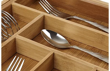 Organizer bambusowy do szuflad – regulowany sztućce