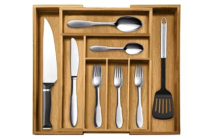 Organizer bambusowy do szuflad – regulowany sztućce
