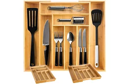 Organizer bambusowy do szuflad – regulowany sztućce