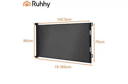 Wysuwana roleta zabezpieczająca do drzwi – szara - 160 cm