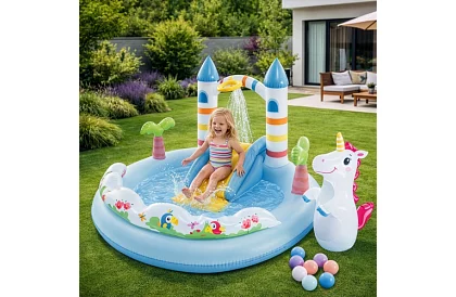 Nadmuchiwany plac zabaw wodny 196x178x127 cm - Zamek I56148NP