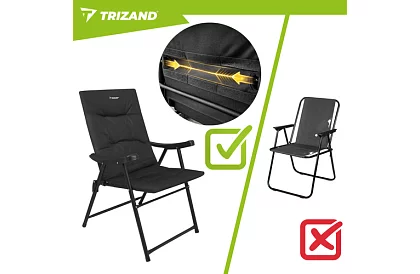 Składane krzesełko kempingowe tapicerowane 59x70x91 cm - czarne