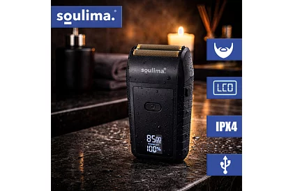 Maszynka do golenia z wyświetlaczem LED - USB-C, 2 folię, 2 ostrza, etui