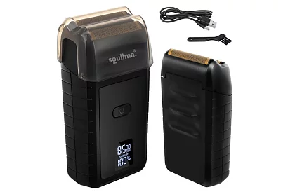 Maszynka do golenia z wyświetlaczem LED - USB-C, 2 folię, 2 ostrza, etui