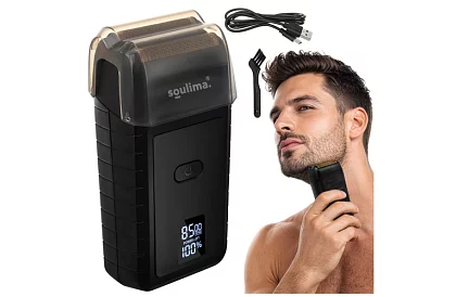 Maszynka do golenia z wyświetlaczem LED - USB-C, 2 folię, 2 ostrza, etui