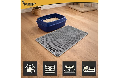 Podkład pod kocią toaletę zatrzymujący zanieczyszczenia 75 x 55 cm - szary