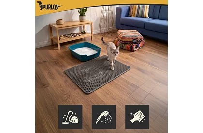 Podkład pod kocią toaletę zatrzymujący zanieczyszczenia 75 x 55 cm - szary