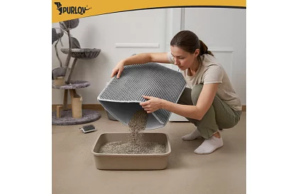 Podkład pod kocią toaletę zatrzymujący zanieczyszczenia 75 x 55 cm - szary