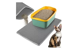 Podkład pod kocią toaletę zatrzymujący zanieczyszczenia 75 x 55 cm - szary