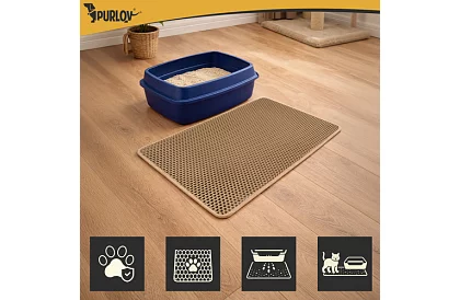 Podkład pod kocią toaletę zatrzymujący zanieczyszczenia 75 x 55 cm – beżowy