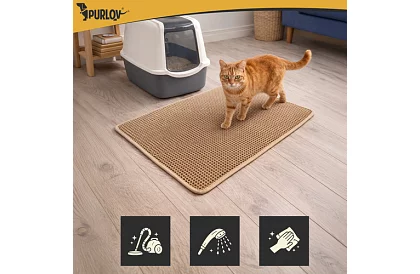 Podkład pod kocią toaletę zatrzymujący zanieczyszczenia 75 x 55 cm – beżowy