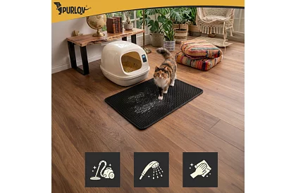 Podkład pod kocią toaletę zatrzymujący zanieczyszczenia 75 x 55 cm - czarny